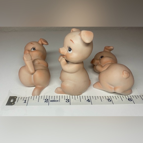 VINTAGE - SET OF 3 - LEFTON - PORCELAIN PIG - PIGLET - 3" - FIGURINES - Picture 4 of 6